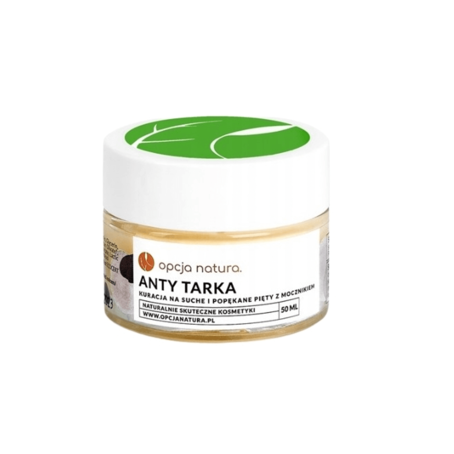 Opcja Natura „Anty Tarka“ pėdų kremas su šlapalu (urea) 50 ml - intensyviai minkština suragėjusią pėdų odą, padeda sausai ir sutrūkinėjusiai odai bei kulnams. Pėdų priežiūros kosmetika šiurkščiai odai namuose.