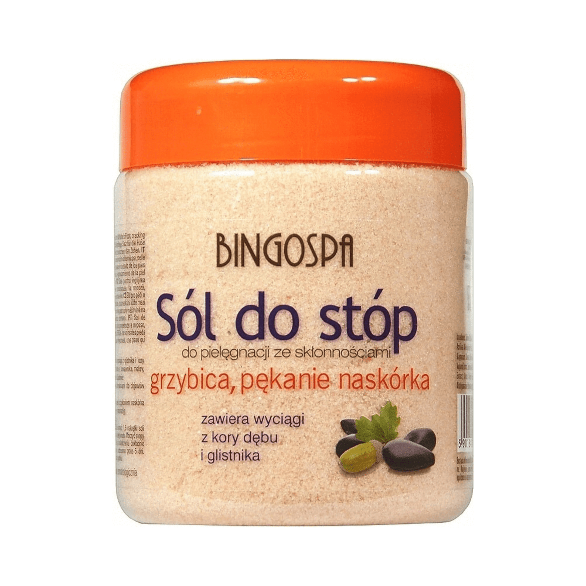 BingoSpa pėdų vonelės druska (Sól do stóp) - pėdų mirkymo druska pėdų higienai ir gaivumui, padedanti prižiūrėti šiurkščią, sausą ir linkusią trūkinėti pėdų odą. Pėdų SPA namuose, pėdų odos komfortui ir priežiūrai.