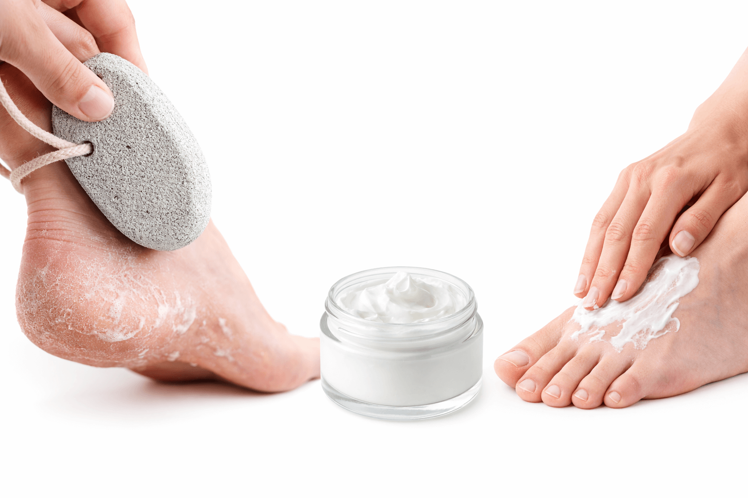 Pėdų priežiūros ritualas namuose: pemza/pėdų akmuo šveičia suragėjusią ir šiurkščią kulnų odą, o pėdų kremas intensyviai drėkina. Pedikiūro ir pėdų atgaivos rutina sausai odai, nuospaudoms, švelnesniems kulnams ir komfortui.